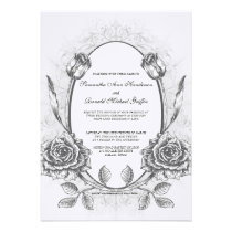 Framed Elegant Vintage Rose Wedding Invitation