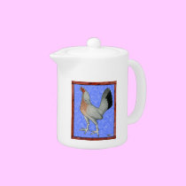 Framed Game Hen teapots