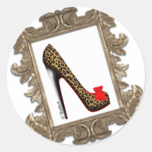 Framed Leopard Stiletto Pump Stickers