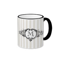 Framed Monogram On Stripes Mugs