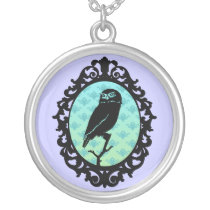 Framed Owl Illustrated Necklace necklaces