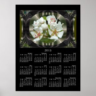 Framed Pear flowers calender ~ print