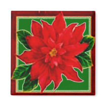 Framed Poinsettia Magnet