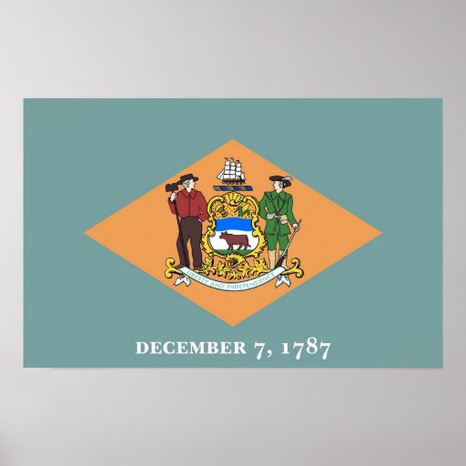 Framed print with Flag of Delaware, U.S.A.