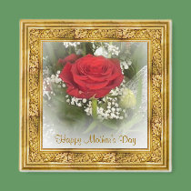Framed Red Rose Magnet by elenaind Framed Red Rose Magnet