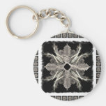 Framed White on Black Fractal Art Design Keychains