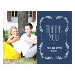 Framing Leaves Wedding Photo Thank You Card Navy invitations