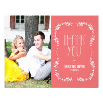 Framing Leaves Wedding Photo Thank You Card Salmon