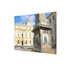 France, Arles, Provence, Place de la Stretched Canvas Print