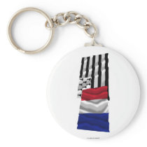 France & Bretagne waving flags Keychain