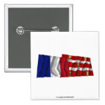 France & Deux-Sèvres waving flags Pin