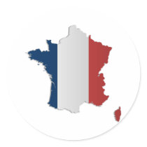 France Flag Map Round Sticker