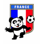 This adorable little panda is too cute! He's featured in front of a large flag from France and ready to play football and score some goals. This cute design is perfect for football players and soccer fans.