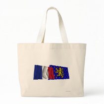 France & Franche-Comté waving flags Tote Bags
