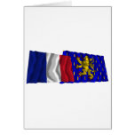 France & Franche-Comté waving flags cards