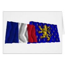 France & Franche-Comté waving flags Card