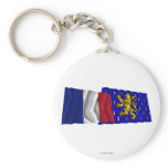 France &amp; Franche-Comté waving flags Keychain