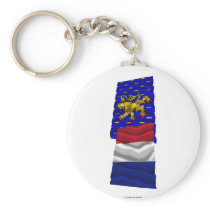 France & Franche-Comté waving flags Keychain