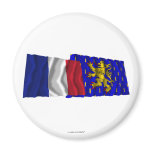 France &amp; Franche-Comté waving flags Refrigerator Magnet