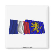 France & Franche-Comté waving flags Fridge Magnets
