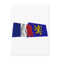 France & Franche-Comté waving flags Postcards