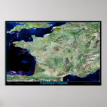 France from space satellite poster