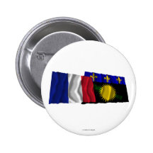France & Guadeloupe waving flags Button