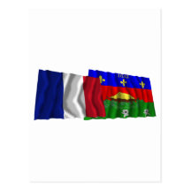 France & Guyane waving flags Postcard