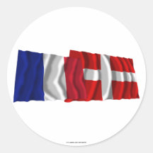 France & Haute-Savoie waving flags Round Sticker