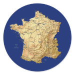 France Map Round Sticker
