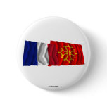 France &amp; Midi-Pyrénées waving flags Pinback Button