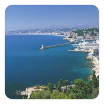France, Nice, aerial view of the port Square Stickers