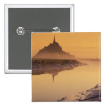 FRANCE, Normandy Mont St. Michel. Morning Light Button