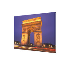 France, Paris, Arc de Triomphe at dusk. Gallery Wrap Canvas