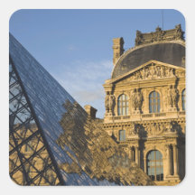 France, Paris, Louvre Museum and the Pyramid, Square Stickers