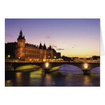 France, Paris, River Seine and Conciergerie at Greeting Cards