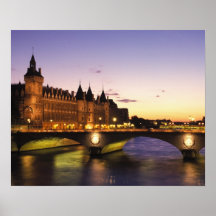 France, Paris, River Seine and Conciergerie at Print