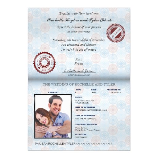 France Passport (rendered) Wedding Invitation II