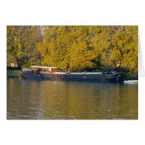 France, Rhone River, near Avignon, barge along Card