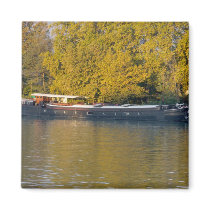 France, Rhone River, near Avignon, barge along Refrigerator Magnets