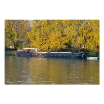 France, Rhone River, near Avignon, barge along