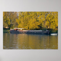 France, Rhone River, near Avignon, barge along