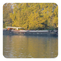 France, Rhone River, near Avignon, barge along Square Sticker