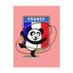 This adorable little panda bear is too cute! Featured in front of a large flag from France, this panda is getting ready to do a rhythmic gymnastics routine with a gymnastics ribbon! This cute design is perfect for gymnasts and gymnastics fans.