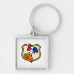 France Rooster cockerel rugby ball and shield Key Chains