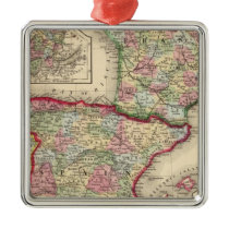 France, Spain, Portugal Map by Mitchell Christmas Ornaments