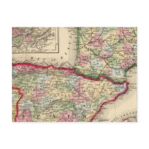 France, Spain, Portugal Map by Mitchell Postcard