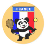 This adorable little panda loves to get out on the court and hits some balls. Panda plays in front of a large flag of Tennis. This is a great design for anyone who loves to play tennis, watch tennis or just loves cute pandas.