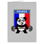 This cute bodybuilding panda loves weightlifting. He stands in front of a large flag of France. Look how easy he lifts that heavy barbell loaded with weight plates. This design is too cute. Great gifts here for anyone from France who loves weightlifting.