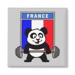 This cute bodybuilding panda loves weightlifting. He stands in front of a large flag of France. Look how easy he lifts that heavy barbell loaded with weight plates. This design is too cute. Great gifts here for anyone from France who loves weightlifting.